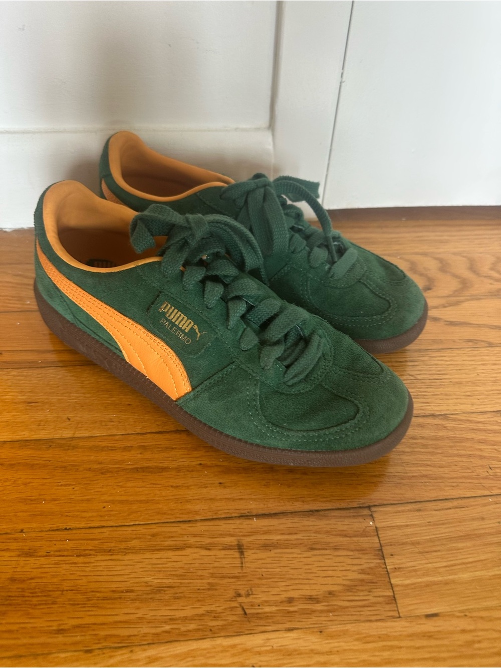 Puma Palermo Suede Sneakers - Green with Yellow - Picture 2 of 4